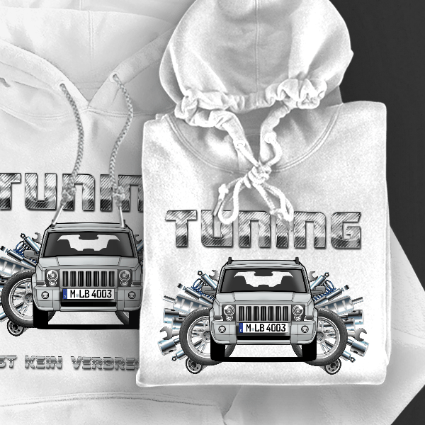 Commander Hoodie für Damen u. Herren personalisiert mit deinem Auto u. Kennzeichen!