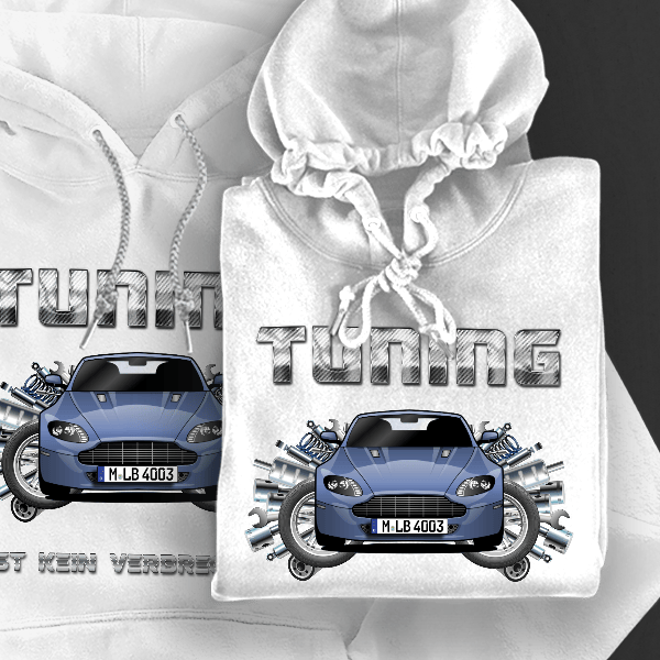 Vantage Roadster Hoodie für Damen u. Herren personalisiert mit deinem Auto u. Kennzeichen!