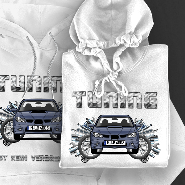Impreza Hoodie für Damen u. Herren personalisiert mit deinem Auto u. Kennzeichen!