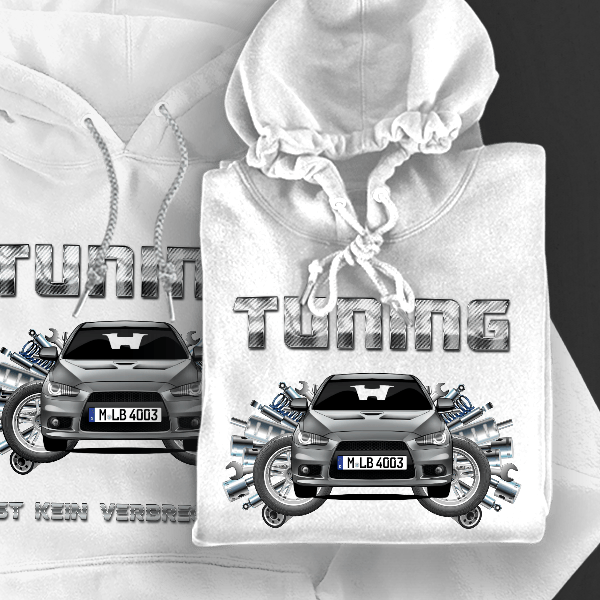 Lancer Sportback Ralliart Hoodie für Damen u. Herren personalisiert mit deinem Auto u. Kennzeichen!