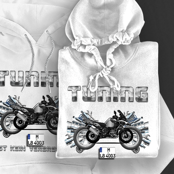 R 1200 GS Adventure Hoodie für Damen u. Herren personalisiert mit deinem Motorrad u. Kennzeichen!