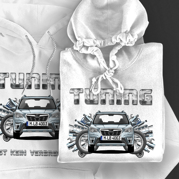 Forester Hoodie für Damen u. Herren personalisiert mit deinem Auto u. Kennzeichen!