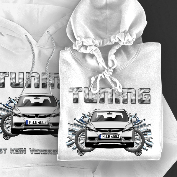 Civic Limousine Hoodie für Damen u. Herren personalisiert mit deinem Auto u. Kennzeichen!