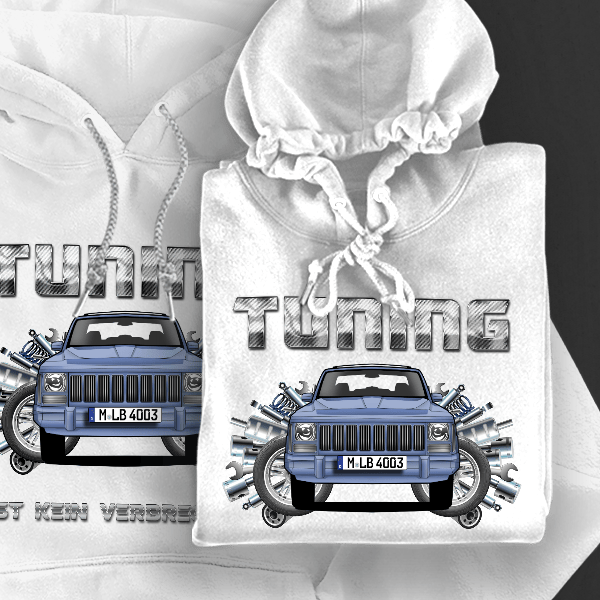 Cherokee Hoodie für Damen u. Herren personalisiert mit deinem Auto u. Kennzeichen!