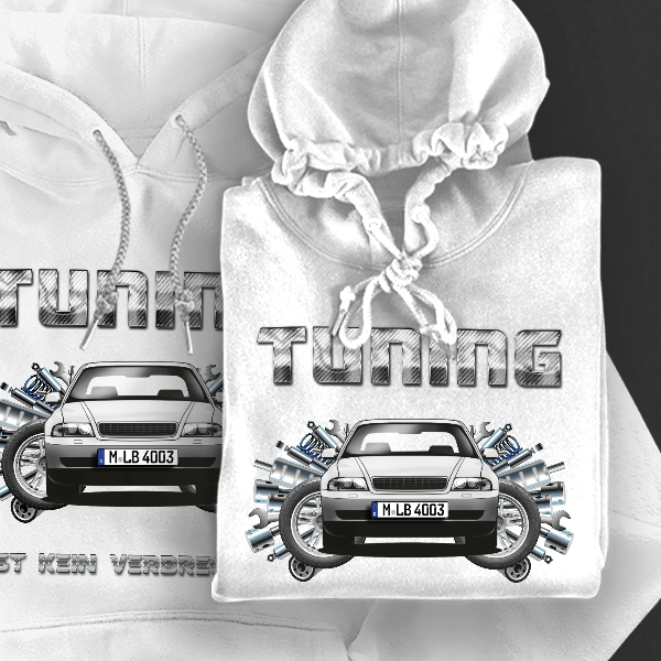 A4 Hoodie für Damen u. Herren personalisiert mit deinem Auto u. Kennzeichen!