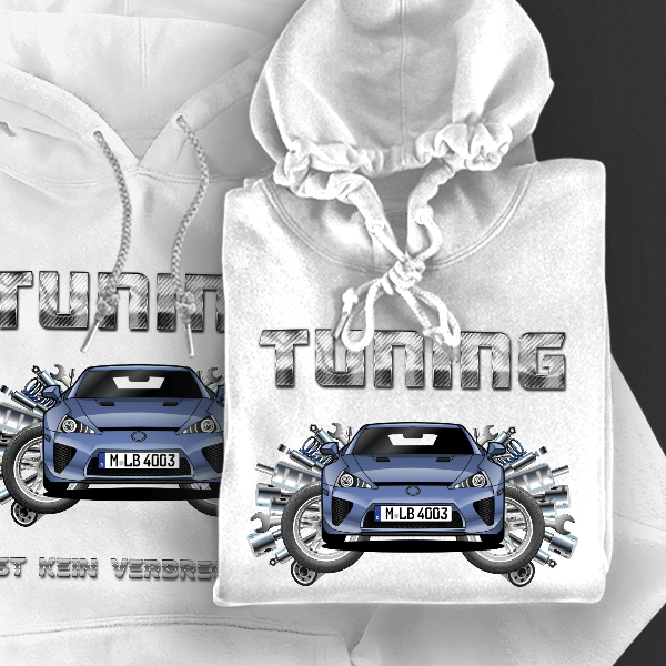 LFA Hoodie für Damen u. Herren personalisiert mit deinem Auto u. Kennzeichen!