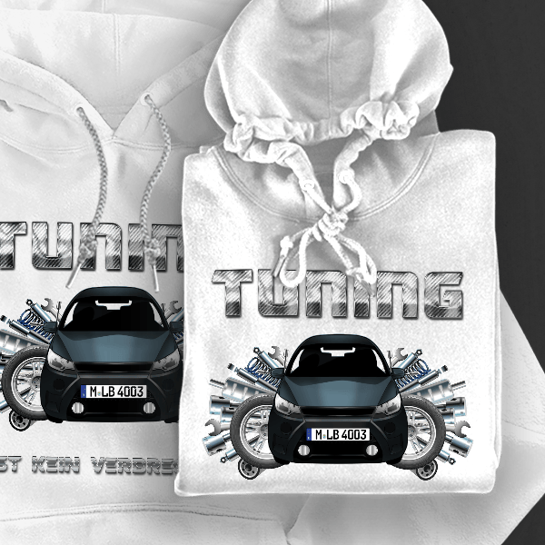 Crossline Hoodie für Damen u. Herren personalisiert mit deinem Auto u. Kennzeichen!