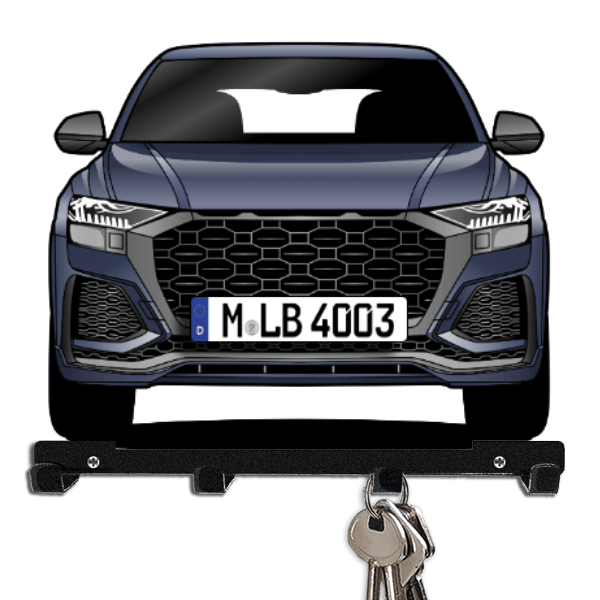RS Q8 Schlüsselbrett personalisiert mit Auto u. Kennzeichen!
