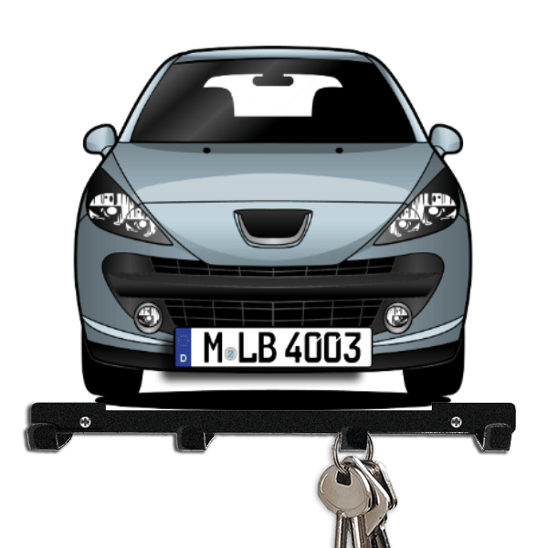 207 (3-Türer) Schlüsselbrett personalisiert mit Auto u. Kennzeichen!