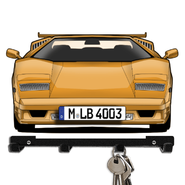 Countach Coupe Schlüsselbrett personalisiert mit Auto u. Kennzeichen!