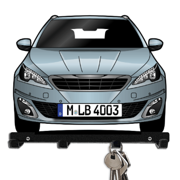 308 SW Schlüsselbrett personalisiert mit Auto u. Kennzeichen!