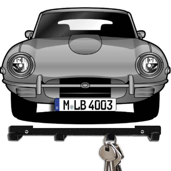 E-Type Schlüsselbrett personalisiert mit Auto u. Kennzeichen!