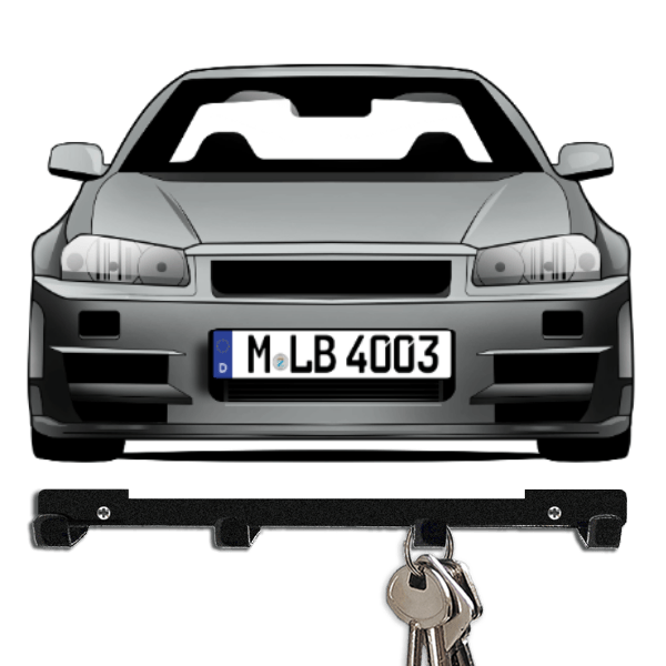 Skyline GT-R Schlüsselbrett personalisiert mit Auto u. Kennzeichen!