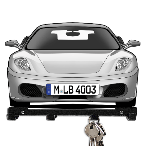 F430 Coupe Schlüsselbrett personalisiert mit Auto u. Kennzeichen!
