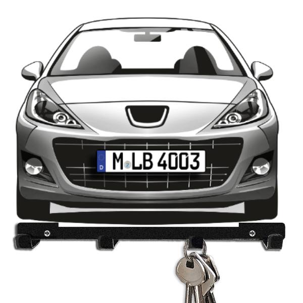 207 (3-Türer) Schlüsselbrett personalisiert mit Auto u. Kennzeichen!
