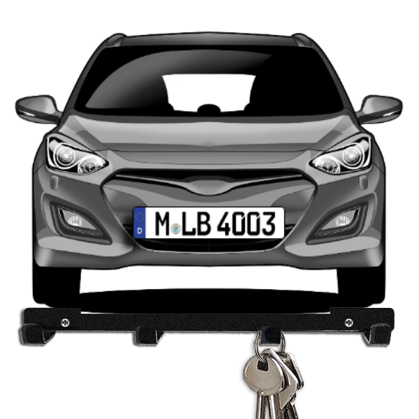 i30 (3-Türer) Schlüsselbrett personalisiert mit Auto u. Kennzeichen!