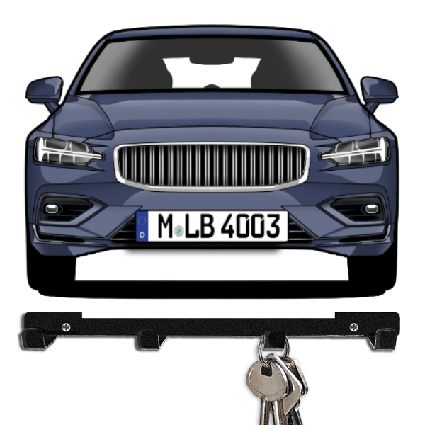 S60 Schlüsselbrett personalisiert mit Auto u. Kennzeichen!