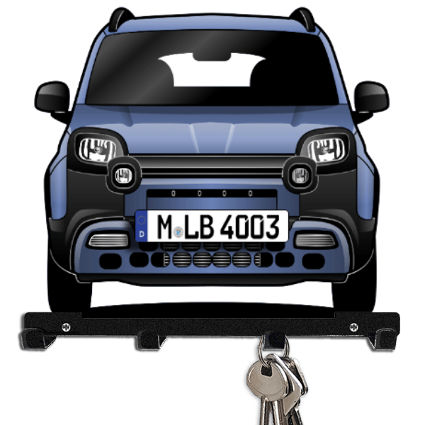 Panda City Cross Schlüsselbrett personalisiert mit Auto u. Kennzeichen!