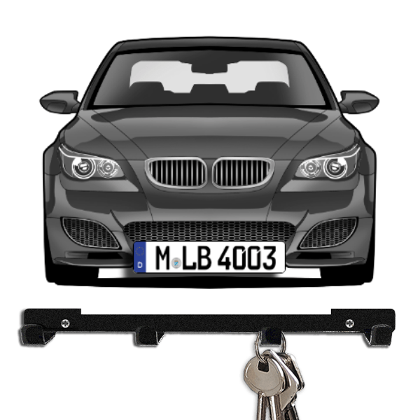 M5 Touring Schlüsselbrett personalisiert mit Auto u. Kennzeichen!