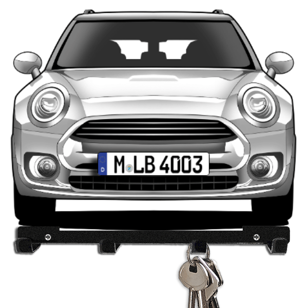 Clubman Schlüsselbrett personalisiert mit Auto u. Kennzeichen!