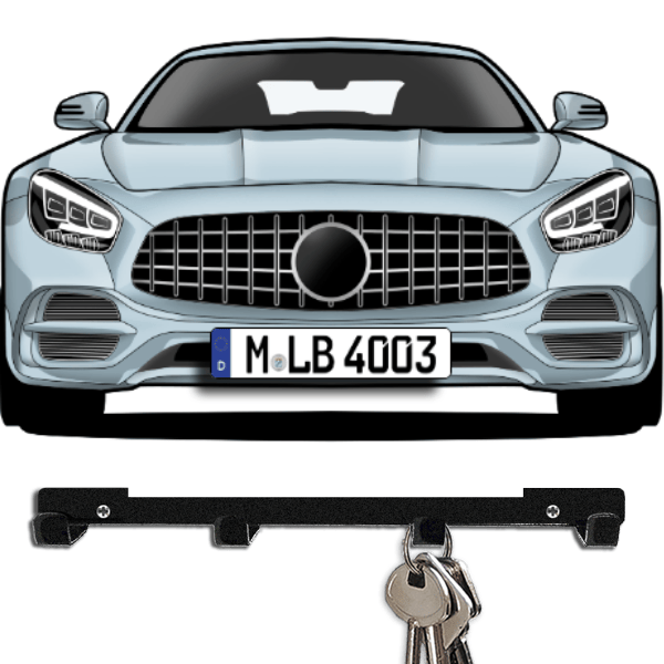 AMG GT Schlüsselbrett personalisiert mit Auto u. Kennzeichen!