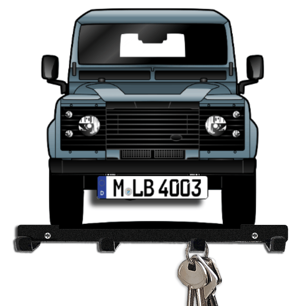Defender Crew Schlüsselbrett personalisiert mit Auto u. Kennzeichen!