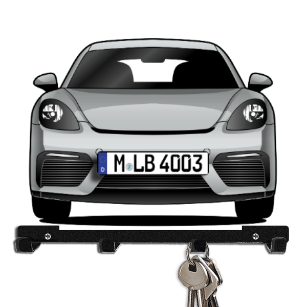 Cayman GT4 Schlüsselboard personalisiert mit Auto u. Kennzeichen!