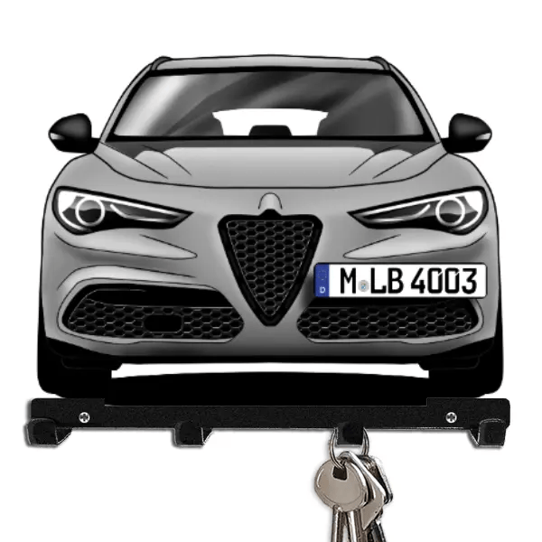 Stelvio Schlüsselboard personalisiert mit Auto u. Kennzeichen!