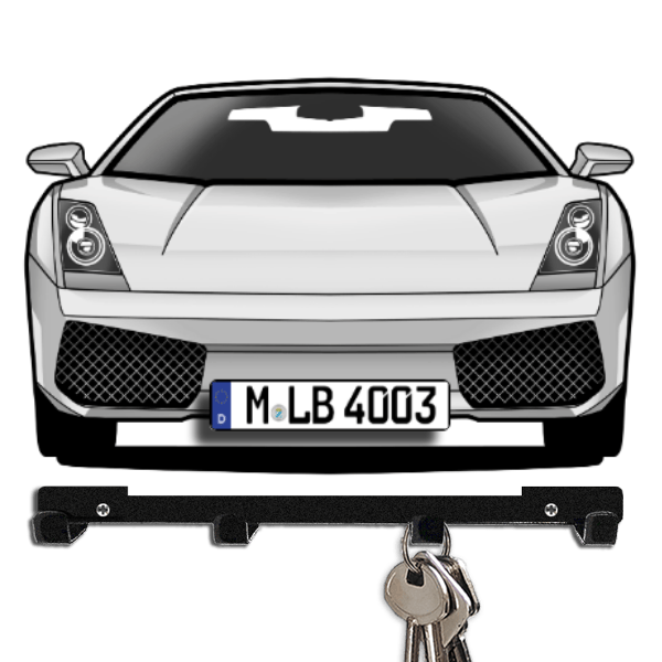 Gallardo Coupe Schlüsselboard personalisiert mit Auto u. Kennzeichen!