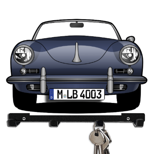 356 B Roadster Schlüsselboard personalisiert mit Auto u. Kennzeichen!