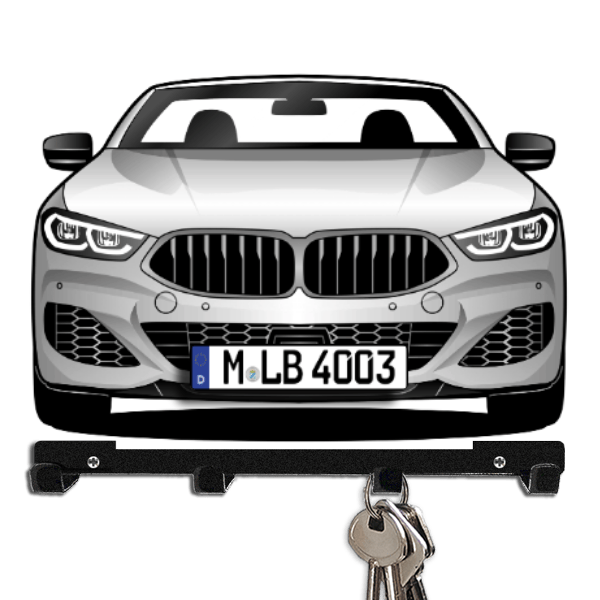 8er Reihe Cabriolet Schlüsselboard personalisiert mit Auto u. Kennzeichen!