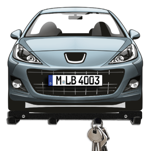 207 (5-Türer) Schlüsselboard personalisiert mit Auto u. Kennzeichen!