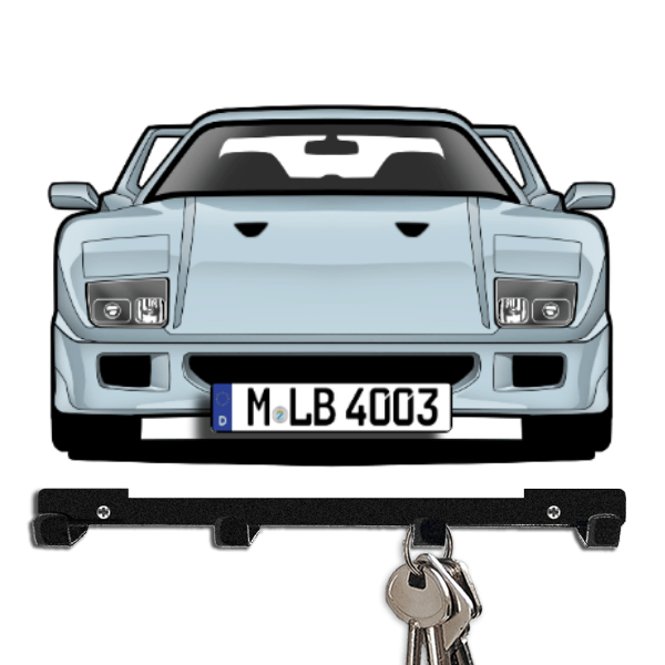 F40 Coupe Schlüsselboard personalisiert mit Auto u. Kennzeichen!