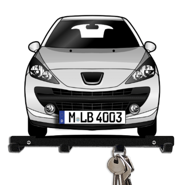 207 (5-Türer) Schlüsselboard personalisiert mit Auto u. Kennzeichen!