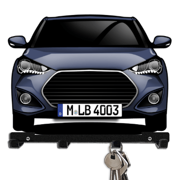 Veloster Schlüsselboard personalisiert mit Auto u. Kennzeichen!