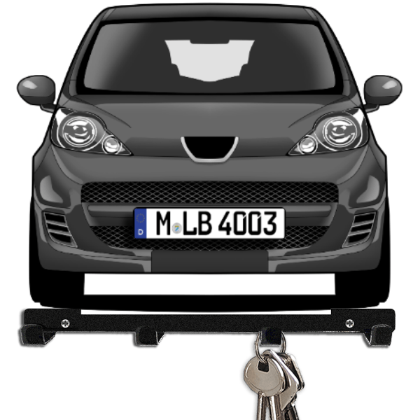 107 (3-Türer) Schlüsselboard personalisiert mit Auto u. Kennzeichen!