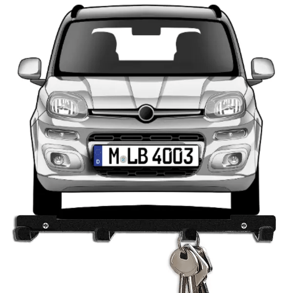 Panda (5-Türer) Schlüsselboard personalisiert mit Auto u. Kennzeichen!