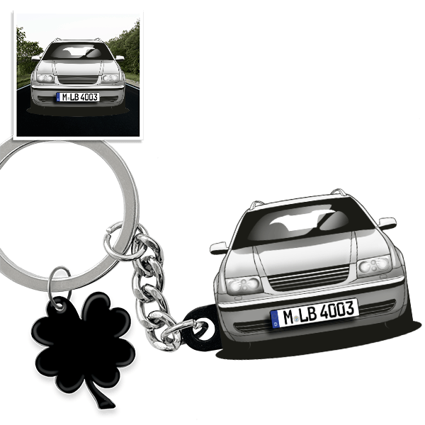 Bora Schlüsselanhänger in Form deines Autos u. Kennzeichen