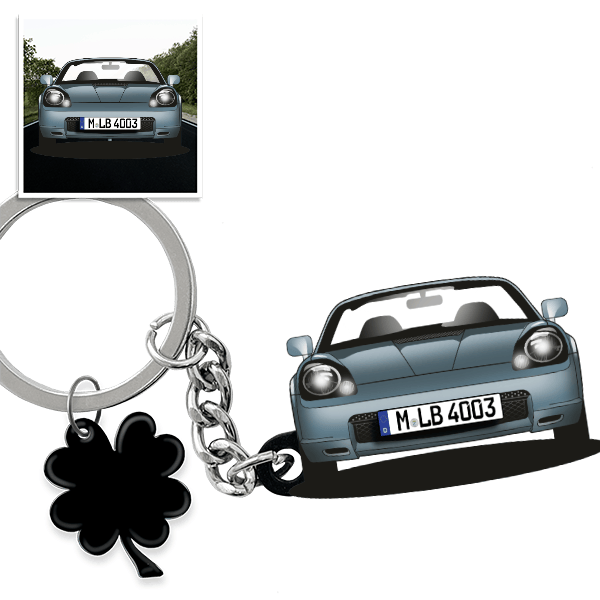 MR2 Schlüsselanhänger in Form deines Autos u. Kennzeichen