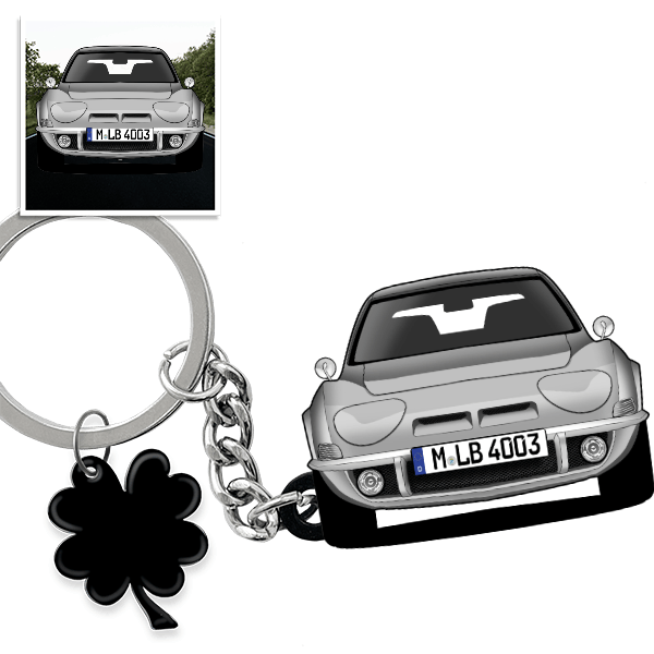 GT Coupe Schlüsselanhänger in Form deines Autos u. Kennzeichen