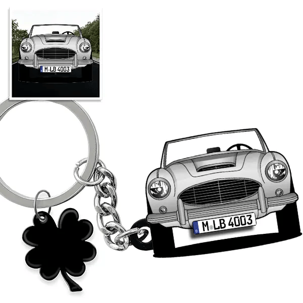 3000 Schlüsselanhänger in Form deines Autos u. Kennzeichen