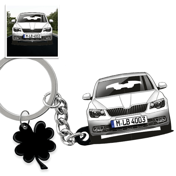 Superb Combi Schlüsselanhänger in Form deines Autos u. Kennzeichen