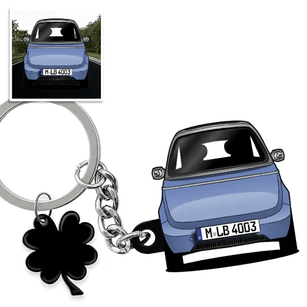 Microlino Schlüsselanhänger in Form deines Autos u. Kennzeichen