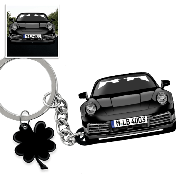 911 992 Coupe Schlüsselanhänger in Form deines Autos u. Kennzeichen
