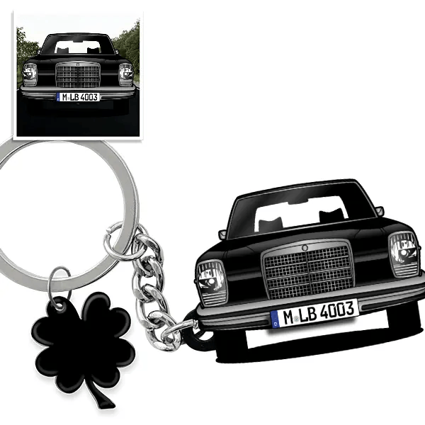 W 114 230 8 Schlüsselanhänger in Form deines Autos u. Kennzeichen