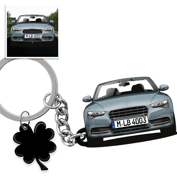 A5 Cabriolet Schlüsselanhänger in Form deines Autos u. Kennzeichen
