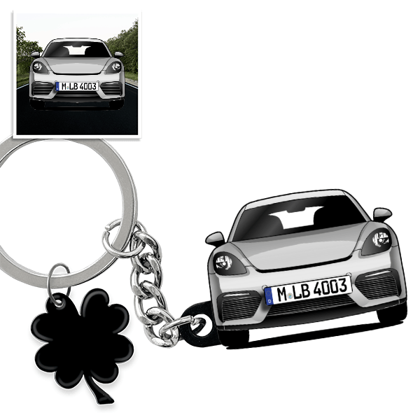 Cayman GT4 Schlüsselanhänger in Form deines Autos u. Kennzeichen