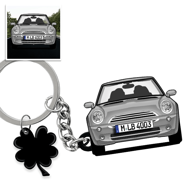 Cooper One Cabriolet Schlüsselanhänger in Form deines Autos u. Kennzeichen