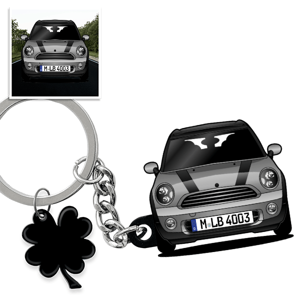 Clubman One D Schlüsselanhänger in Form deines Autos u. Kennzeichen