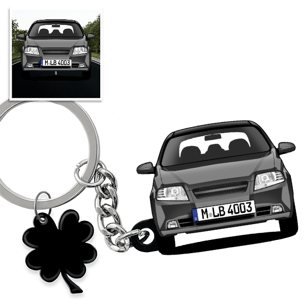 Kalos (3-Türer) Schlüsselanhänger in Form deines Autos u. Kennzeichen